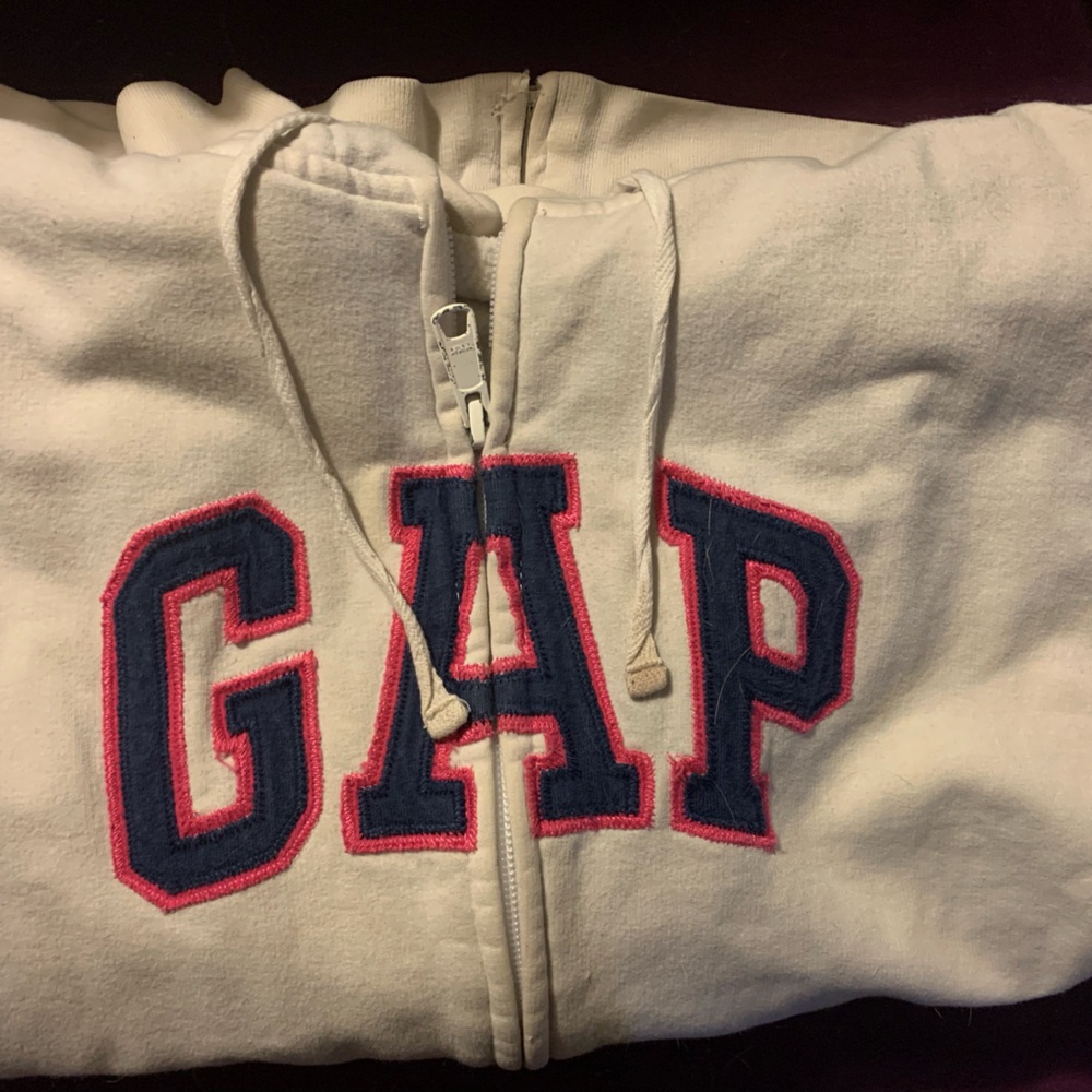 Vintage GAP white hoody with zipper. Medium.